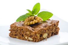 Hot Chocolate Brownie With Walnuts And Vanilla Royalty Free Stock Photos Hot Chocolate Brownie With Walnuts And Vanilla Royalty Free Stock Photos