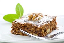 Hot Chocolate Brownie With Walnuts And Vanilla Stock Images Hot Chocolate Brownie With Walnuts And Vanilla Stock Images