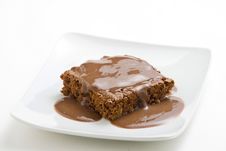 Hot Chocolate Brownie With Walnuts And Vanilla Stock Photos Hot Chocolate Brownie With Walnuts And Vanilla Stock Photos