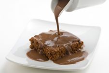 Hot Chocolate Brownie With Walnuts And Vanilla Stock Photography Hot Chocolate Brownie With Walnuts And Vanilla Stock Photography