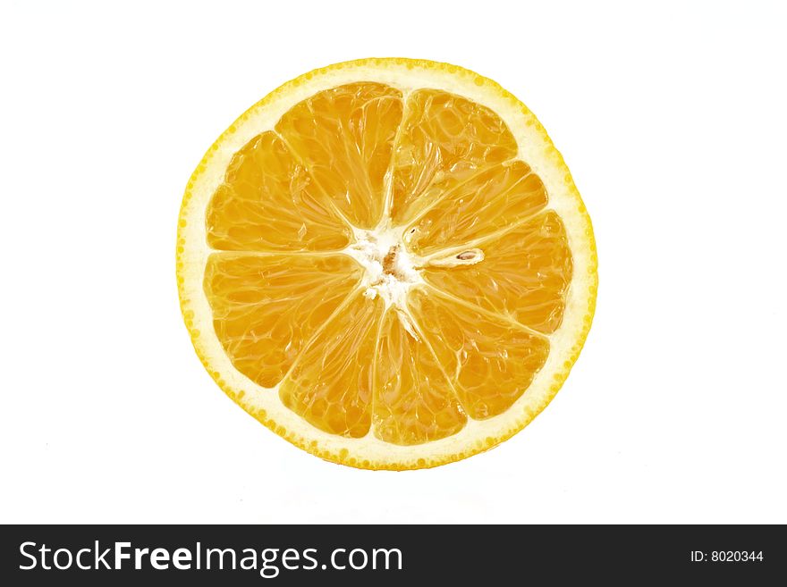 Half of orange.  On white background.