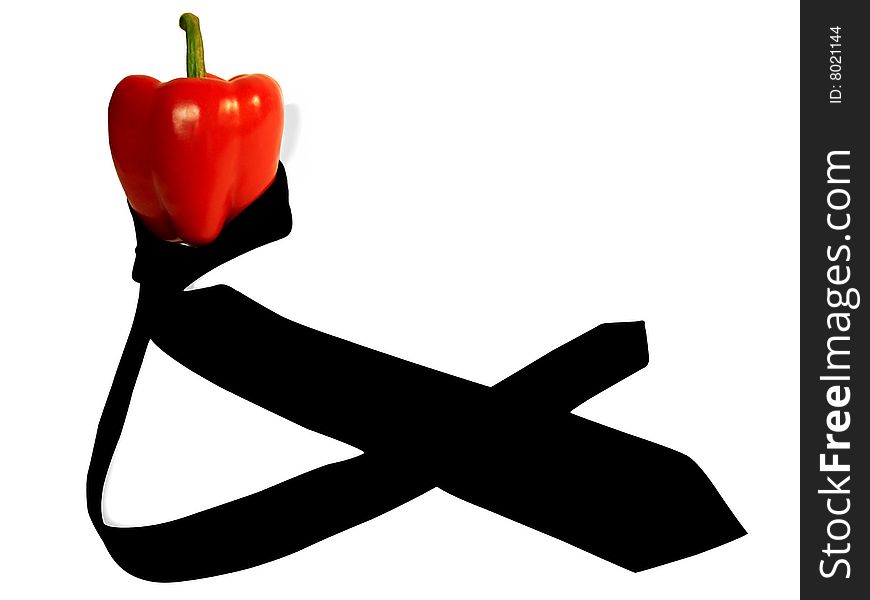 Juicy red pepper with a tie. Simply is funny. Juicy red pepper with a tie. Simply is funny