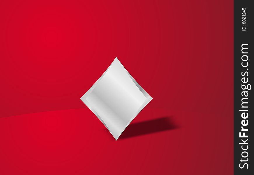 Metallic poker diamond icon over a red background. Metallic poker diamond icon over a red background.