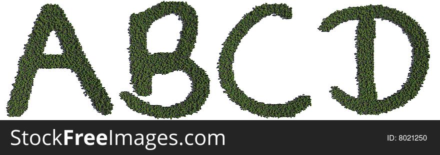 A series of CG letters made up of trees. Copy and combine them to make your own green message!. A series of CG letters made up of trees. Copy and combine them to make your own green message!