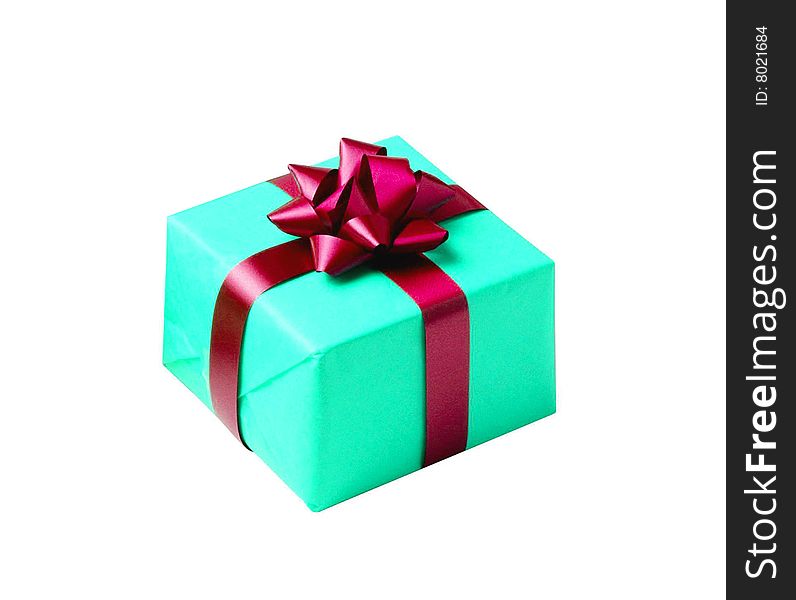 Gift box macro isolated on the white background