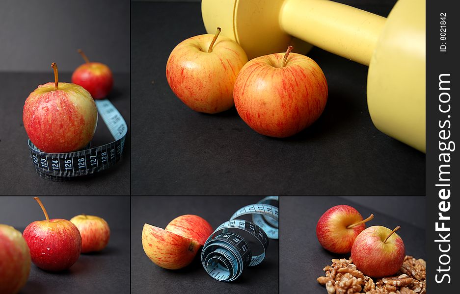Montage of dieting concepts - Apples