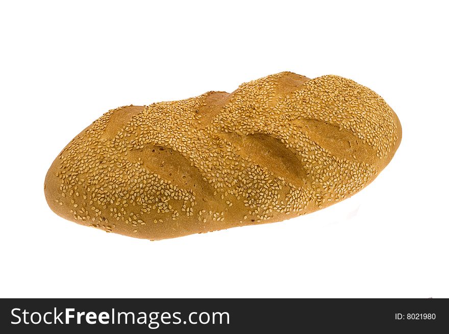 Light long loaf isolated on a white background