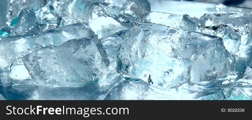 Fresh colored blue ice close-up