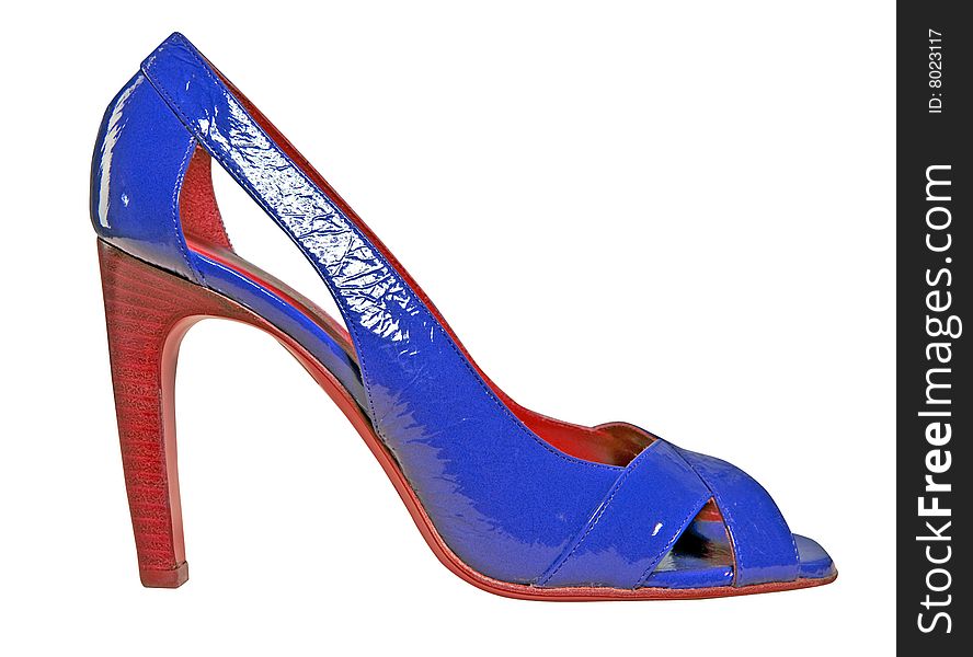 High heel blue leathers shoe