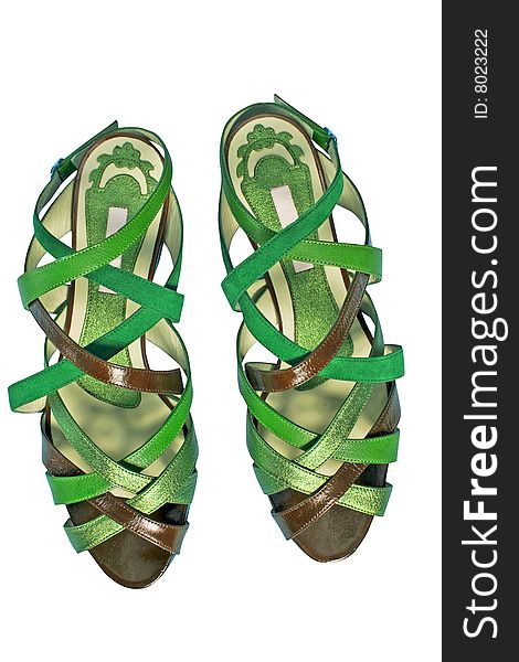 Green color sandal leathers shoes