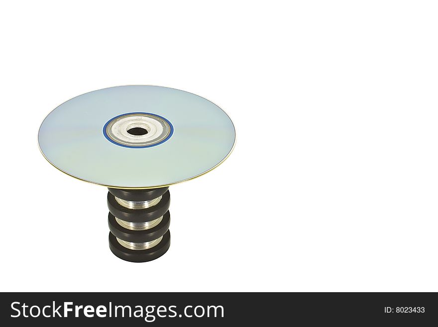 Disc on top of a circular pedestal stand isolated on white. Disc on top of a circular pedestal stand isolated on white