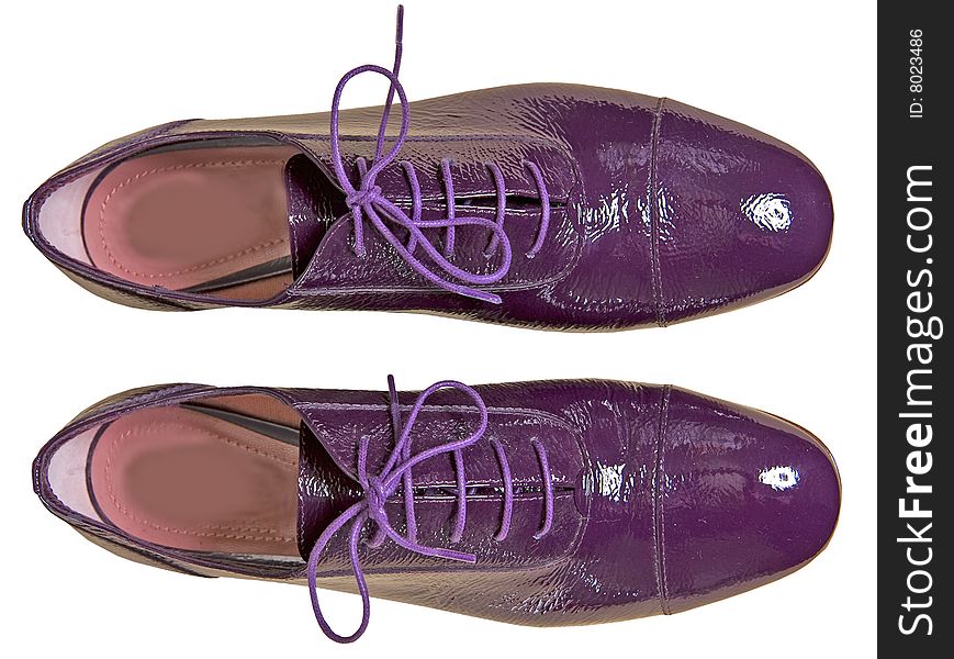 Violet color woman leather shoes