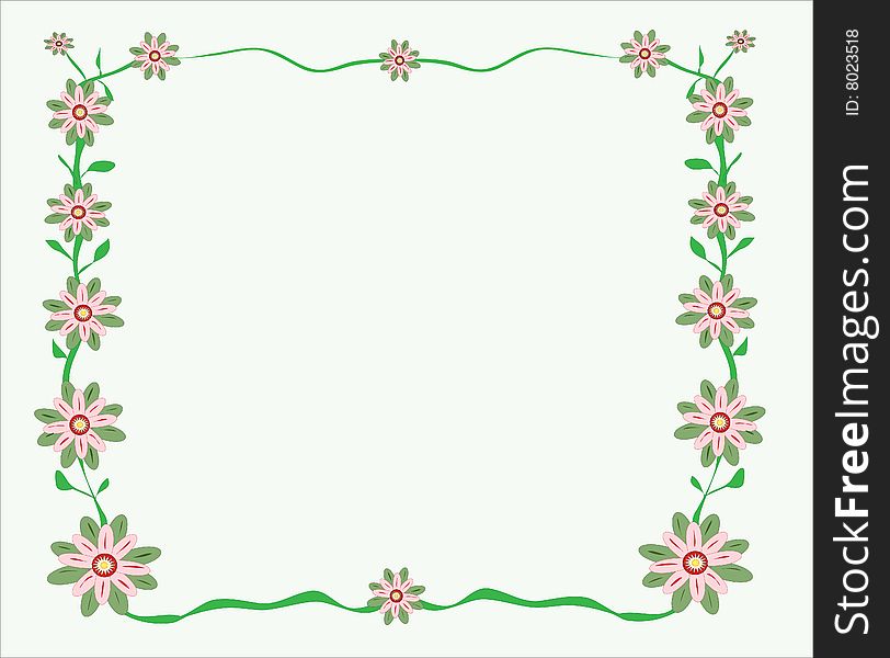 Vector illustration of a card decorated with climbing flowers on each side. Vector illustration of a card decorated with climbing flowers on each side.
