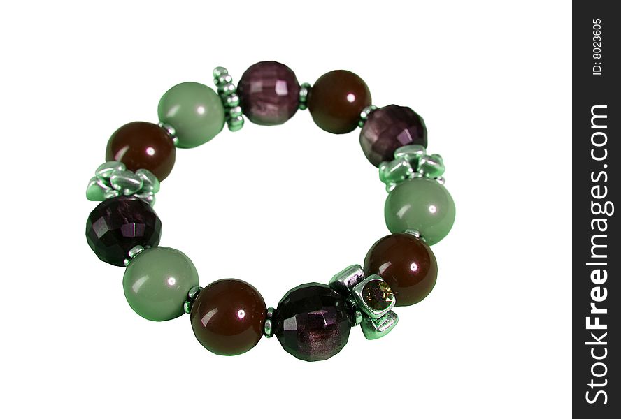 Woman fashion isolated black green bracelet