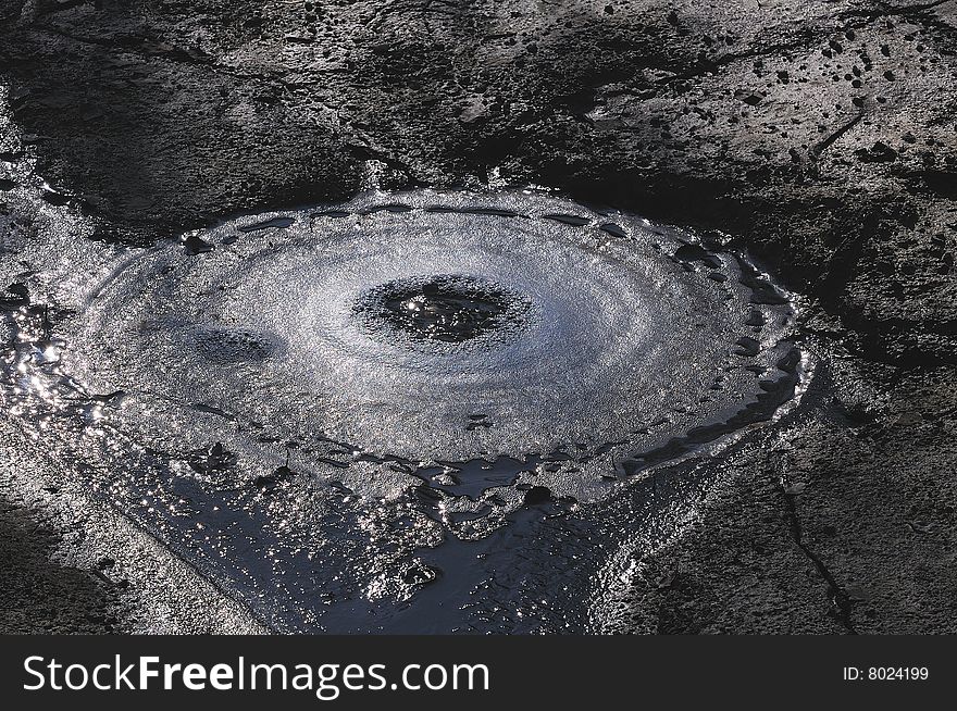 Mud pool in a marshland