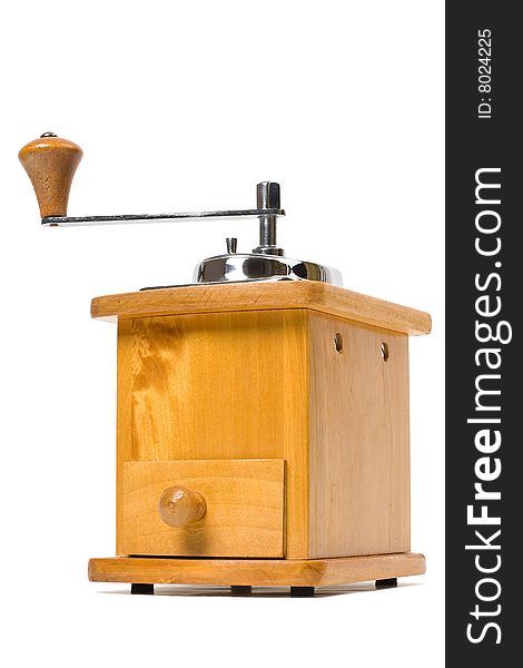 Hand coffee-grinder isolated at the white background