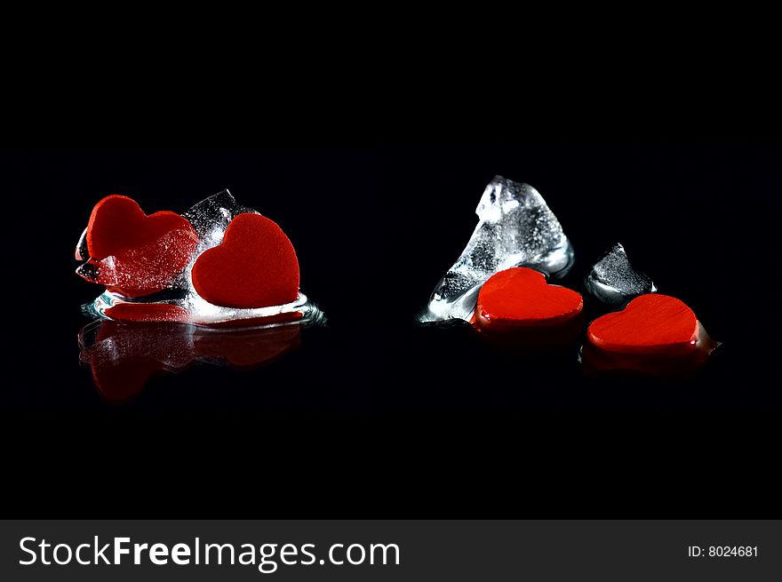 Four hearts in melting icecubes #3