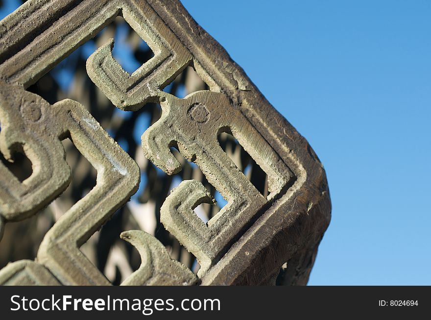 Lantern-like lights with Chinese pattern surrounded in Chinese cultural center in San Francisco. Lantern-like lights with Chinese pattern surrounded in Chinese cultural center in San Francisco