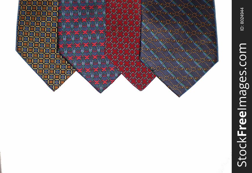 4 ties of different colors and designs