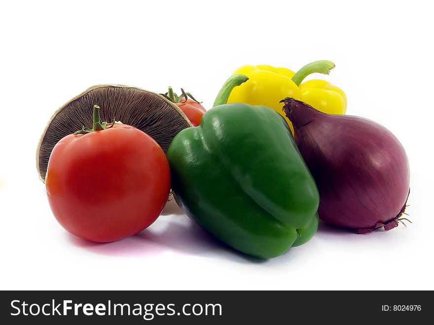 Some vegetables over white background. Some vegetables over white background.