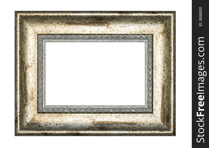 An old wood frame on white