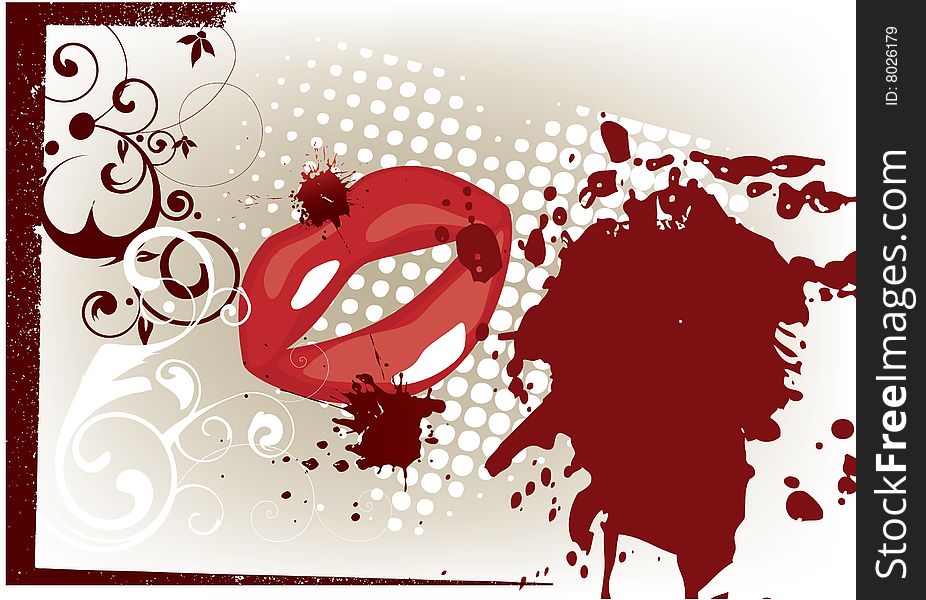 Red lips on abstract background. Red lips on abstract background