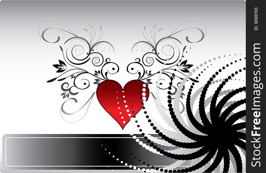 Red heart on decorated background