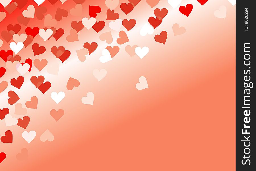 Many red hearts on a pink background. Many red hearts on a pink background