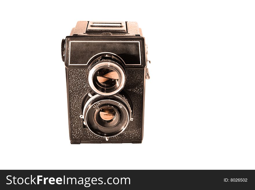 Old camera isolated on white background