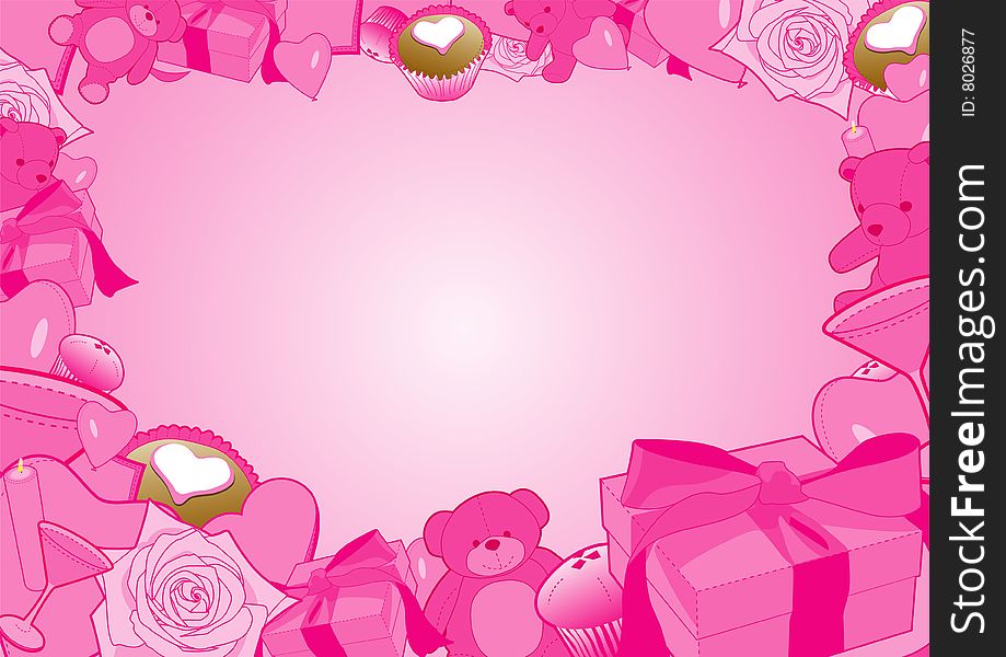 Valentines Day Border containing related items in vector. Valentines Day Border containing related items in vector