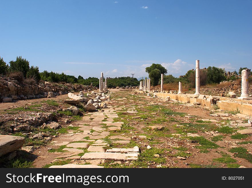 Ruins of ancient Roman city in Turkey - Side. Ruins of ancient Roman city in Turkey - Side