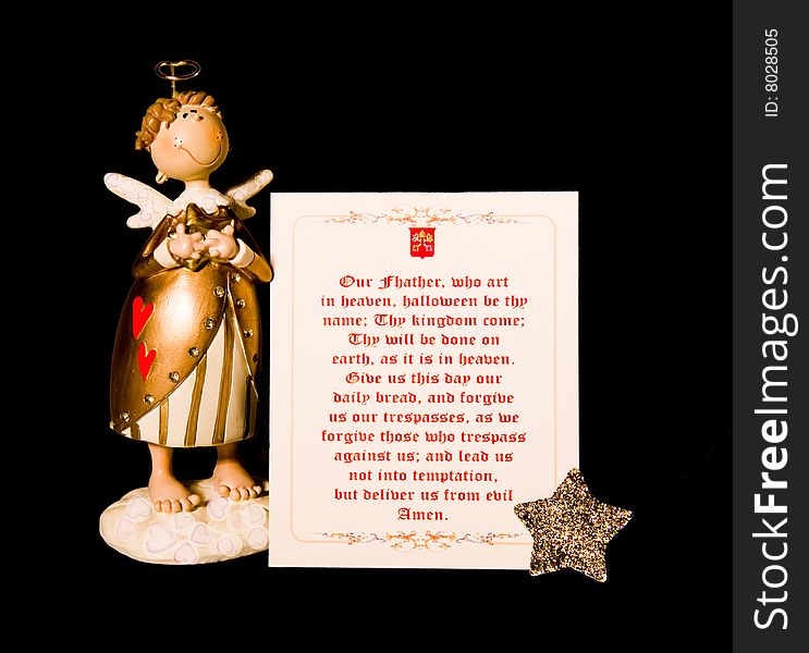 Valentine Angel with prayer and gold star