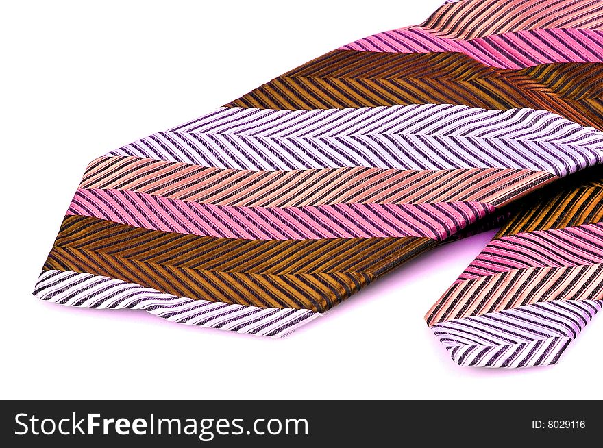 Striped tie isolated on white background.