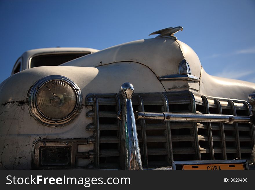 Old white Cuban car