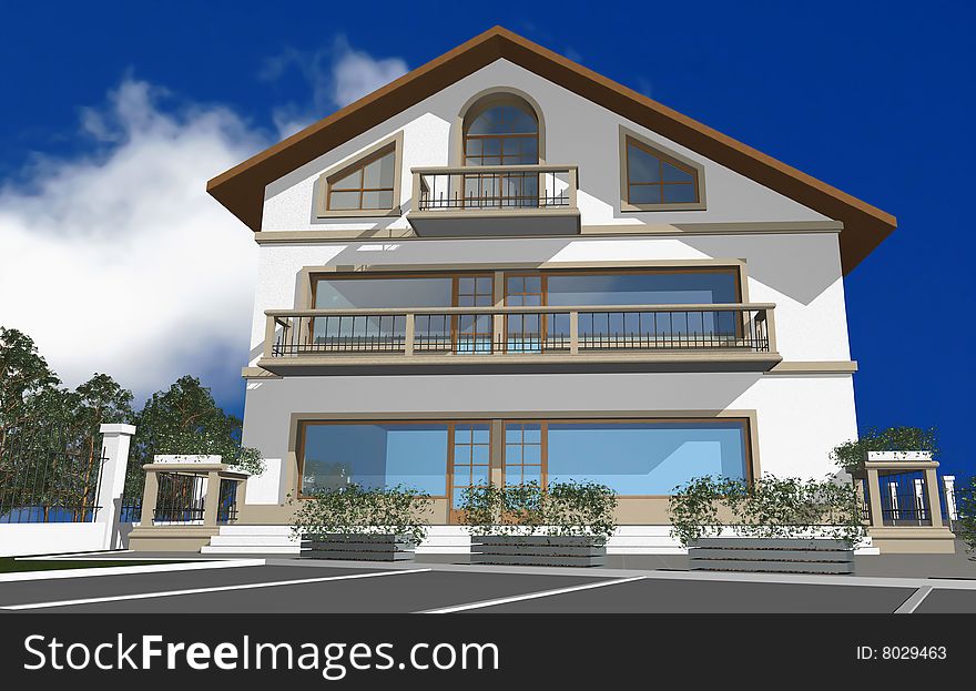 3D render of modern house