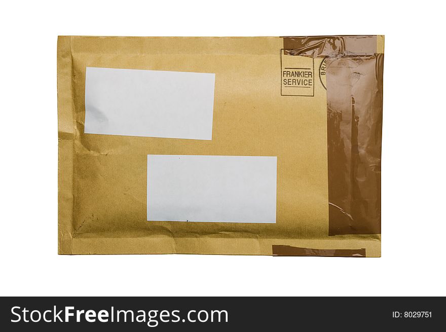 A standard parcel is on white. A standard parcel is on white