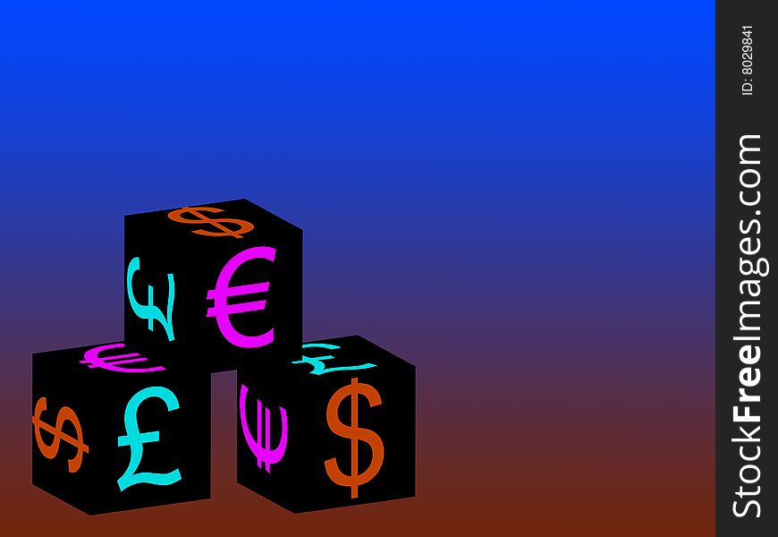 Currency symbols on boxes