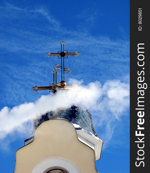 Church Crosses inside white cloud 3