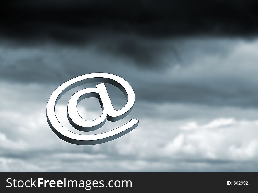 Email symbol over dark stormy black clouds. Email symbol over dark stormy black clouds