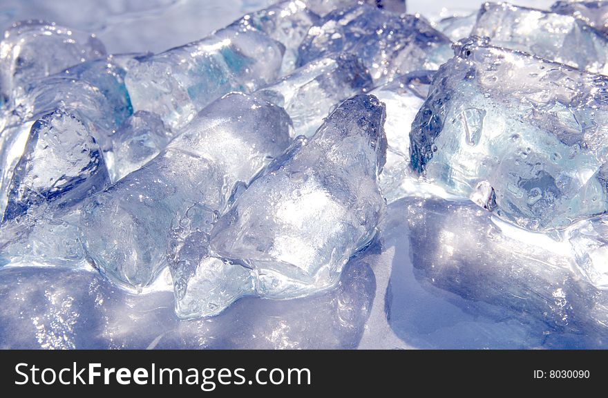 Fresh colored blue ice close-up