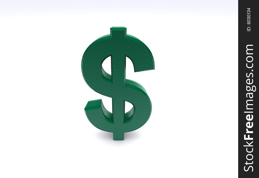 3d dollar sign on white background