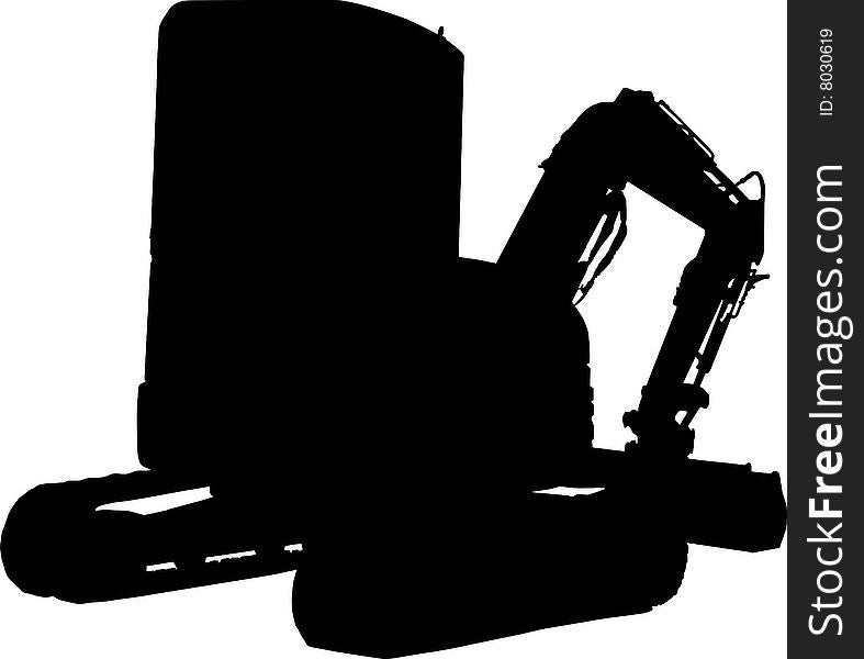 Silhouette of a mechanical digger excavator isolated on white background. Silhouette of a mechanical digger excavator isolated on white background