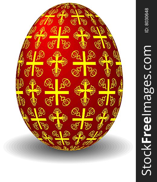 The easter celebratory red egg painted by crosses in a vector