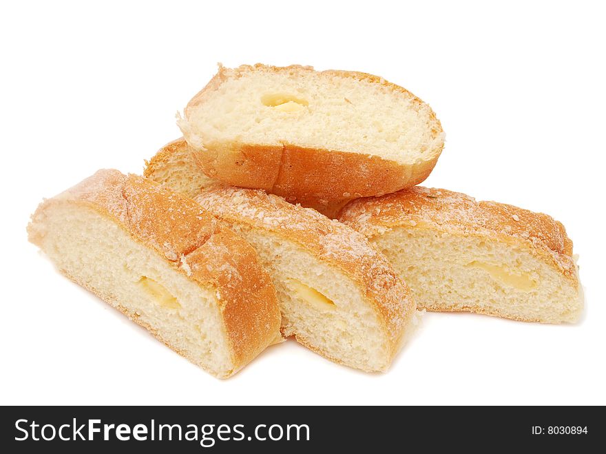 Sweet bun on white background