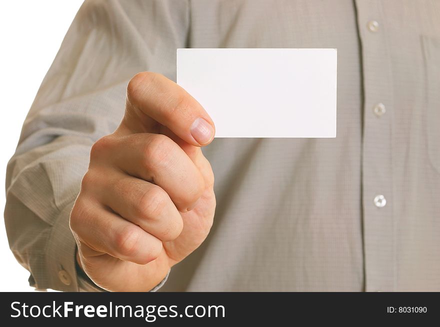 Business Man Holding Visiting Card