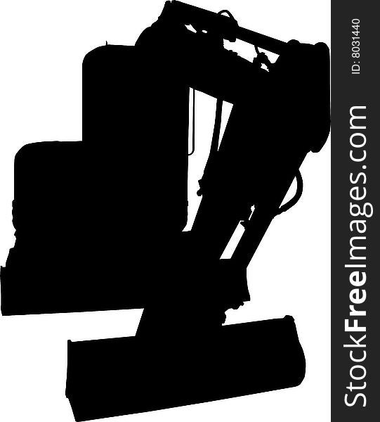 Silhouette of a mechanical digger excavator isolated on white background. Silhouette of a mechanical digger excavator isolated on white background