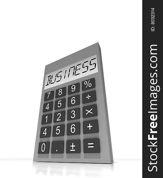 Calculator with word business - isolated 3d illustration