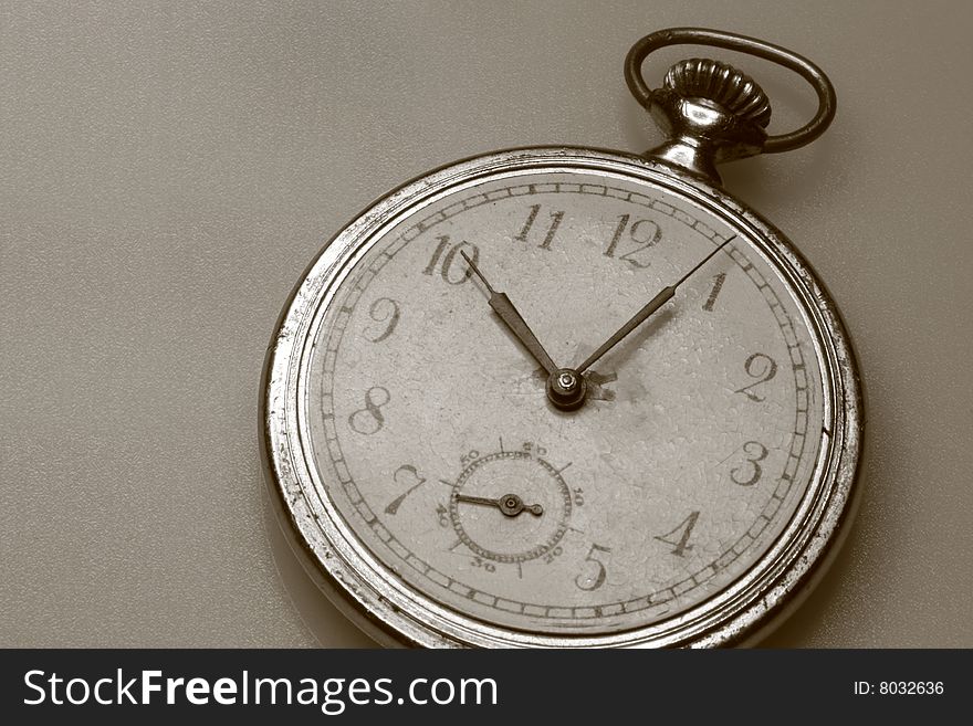 Antique pocket watch in sepia. Antique pocket watch in sepia