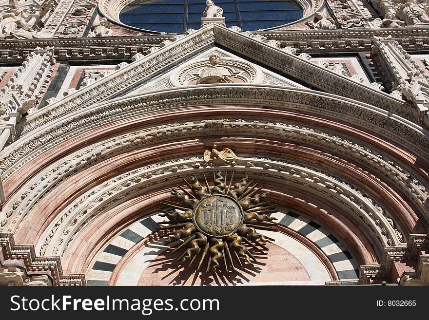 Architectural details of duomo cathedral in medieval town Siena,Tuscany,Italy. Architectural details of duomo cathedral in medieval town Siena,Tuscany,Italy