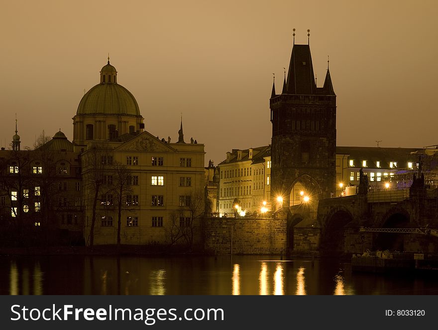 Charles Bridge in Early Morning in Prague. Charles Bridge in Early Morning in Prague